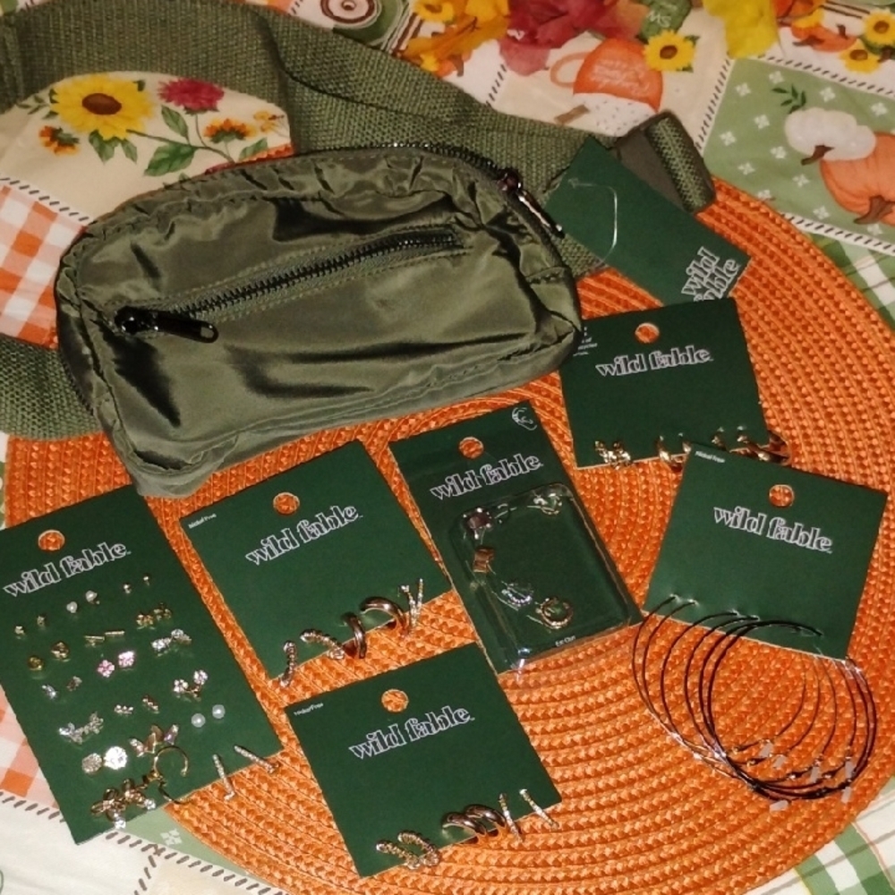 Wild Fable Olive Crossbody Bag/Fanny with Jewelry Collection - Picture 1 of 8